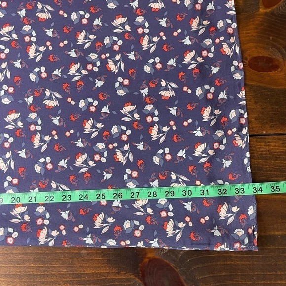 Amour Vert Navy Blue Ditsy Floral Silk Shift Dress 3/4 Sleeves Women's Small - Picture 7 of 7